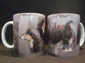 TASSE/MUG -  Chien LEVRIER AFGHAN NOIR ET FEU